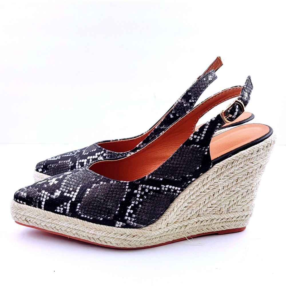 Women's Pointy Toe Espadrilles Wedge Sandals - Size 9 - Picture 4 of 8